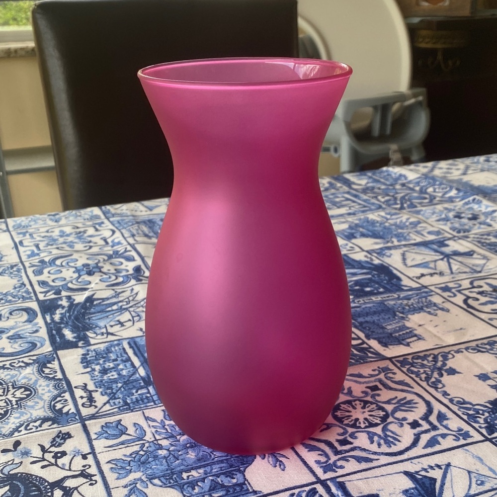 Matte Glass Vase in Vibrant Pink